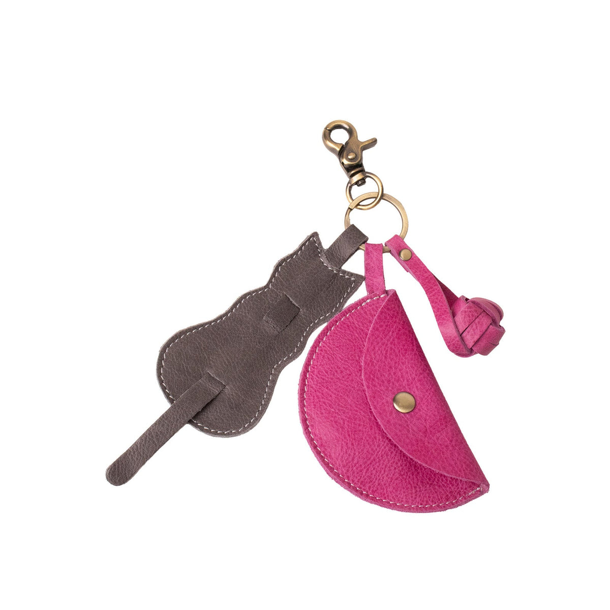 Re:Designed Leather Keyrings – Cat and Yarn, Pop Pink