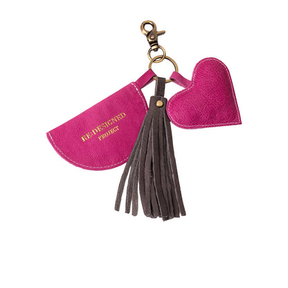 Re:Designed Leather Keyrings – Heart, Pop Pink