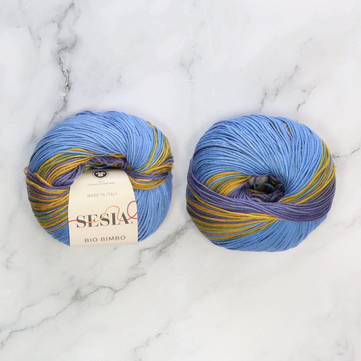 Sesia Bio Bimbo in colourway Blueberry Pie – 4ply weight cotton yarn