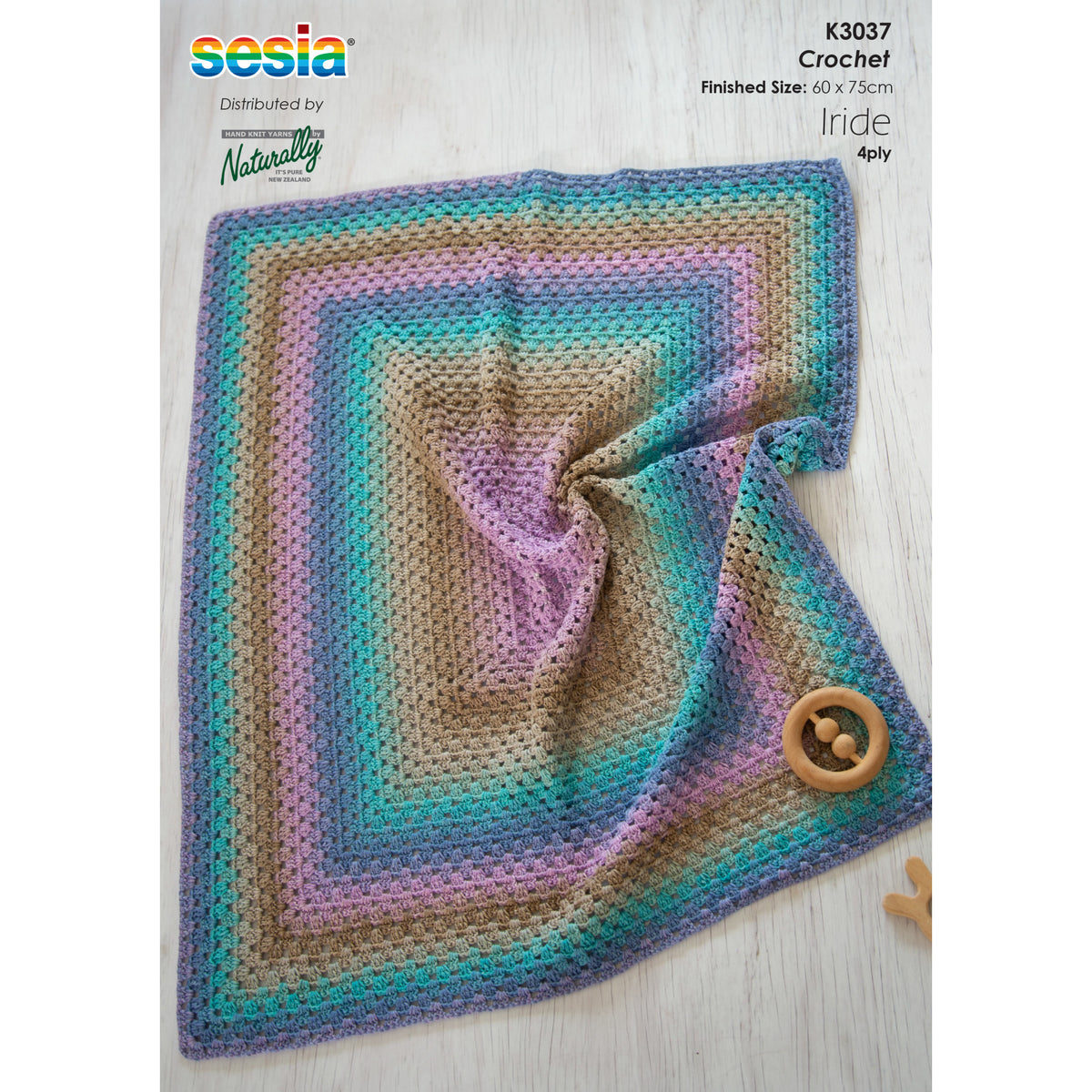 Crochet Baby Blanket Kit in Iride – the pattern leaflet
