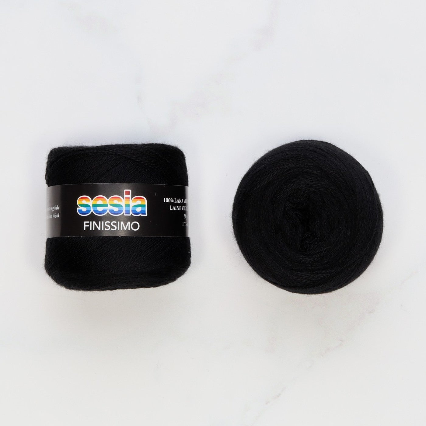 Sesia Finissimo Lace in colourway Black – 2ply weight wool yarn