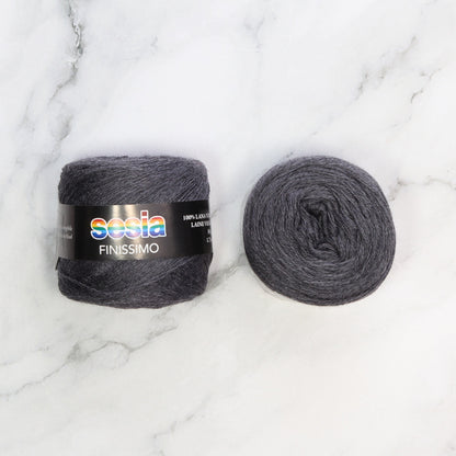 Sesia Finissimo Lace in colourway Charcoal Heather – 2ply weight wool yarn