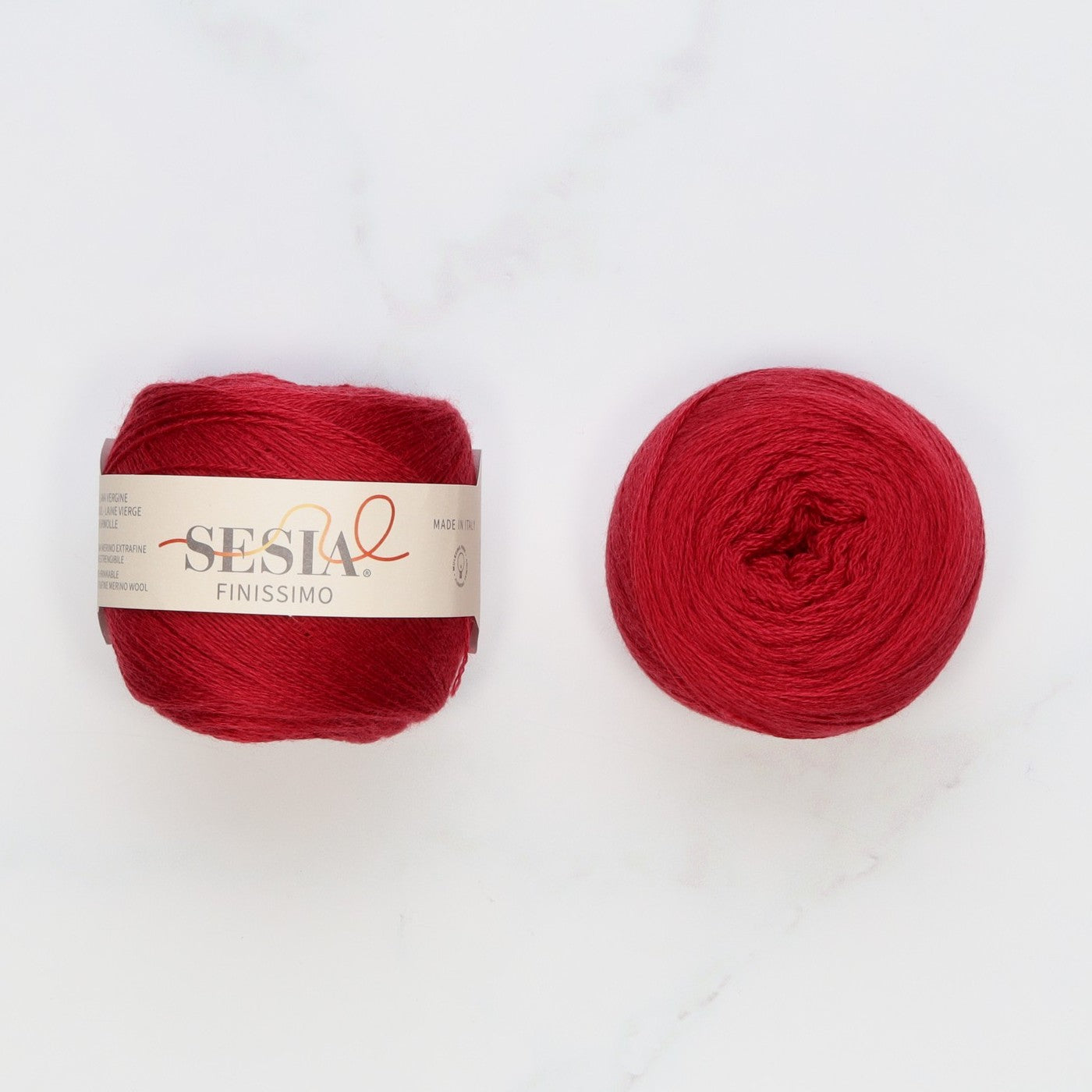 Sesia Finissimo Lace in colourway Dark Red – 2ply weight wool yarn