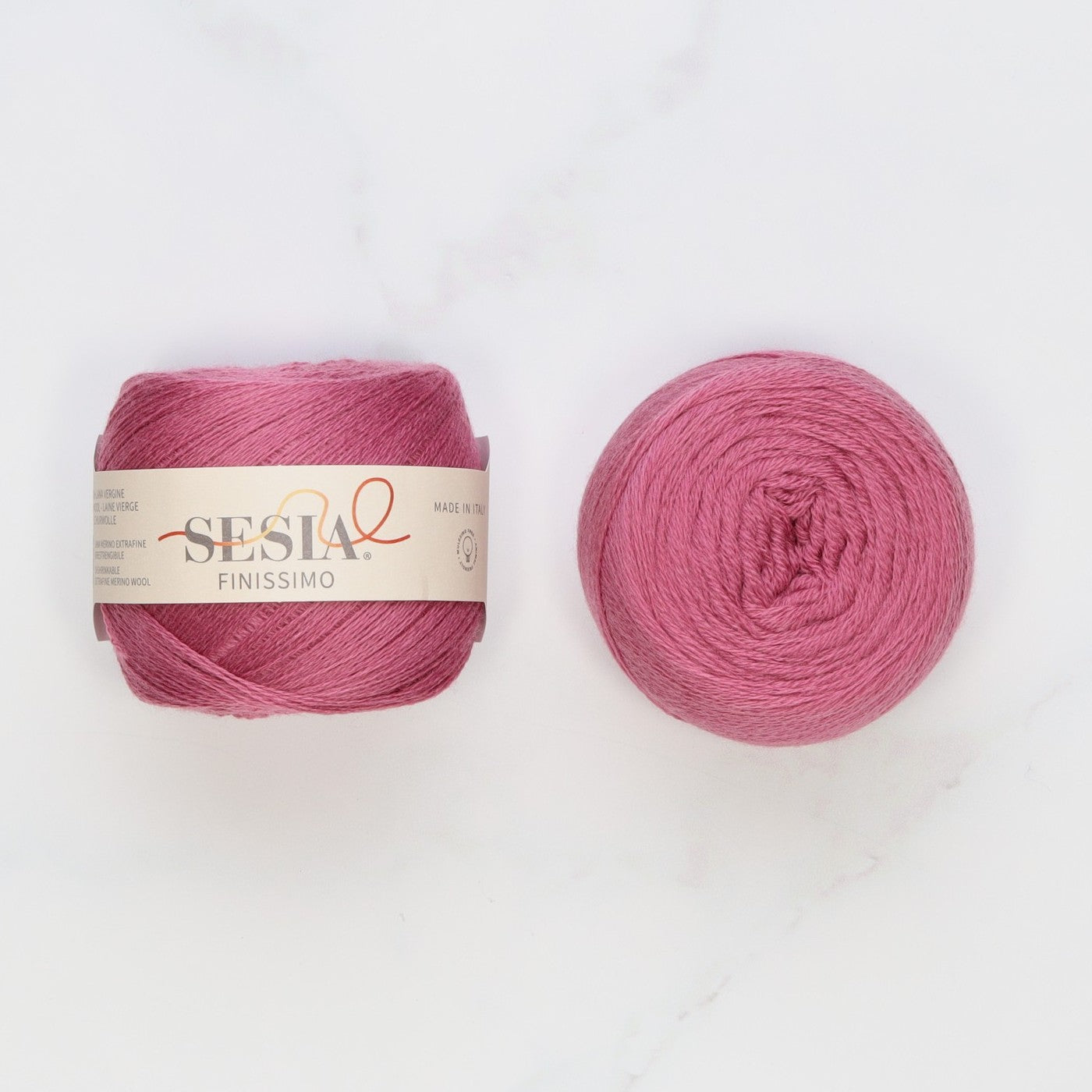 Sesia Finissimo Lace in colourway Rose – 2ply weight wool yarn