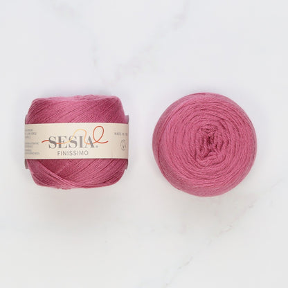 Sesia Finissimo Lace in colourway Rose – 2ply weight wool yarn