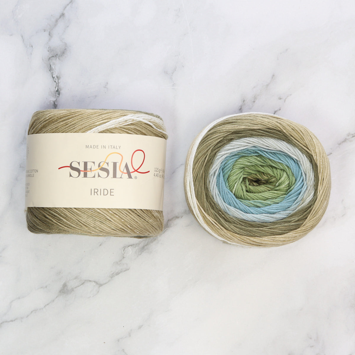 Sesia Iride 4ply in colourway Forest Floor – 4ply weight cotton yarn