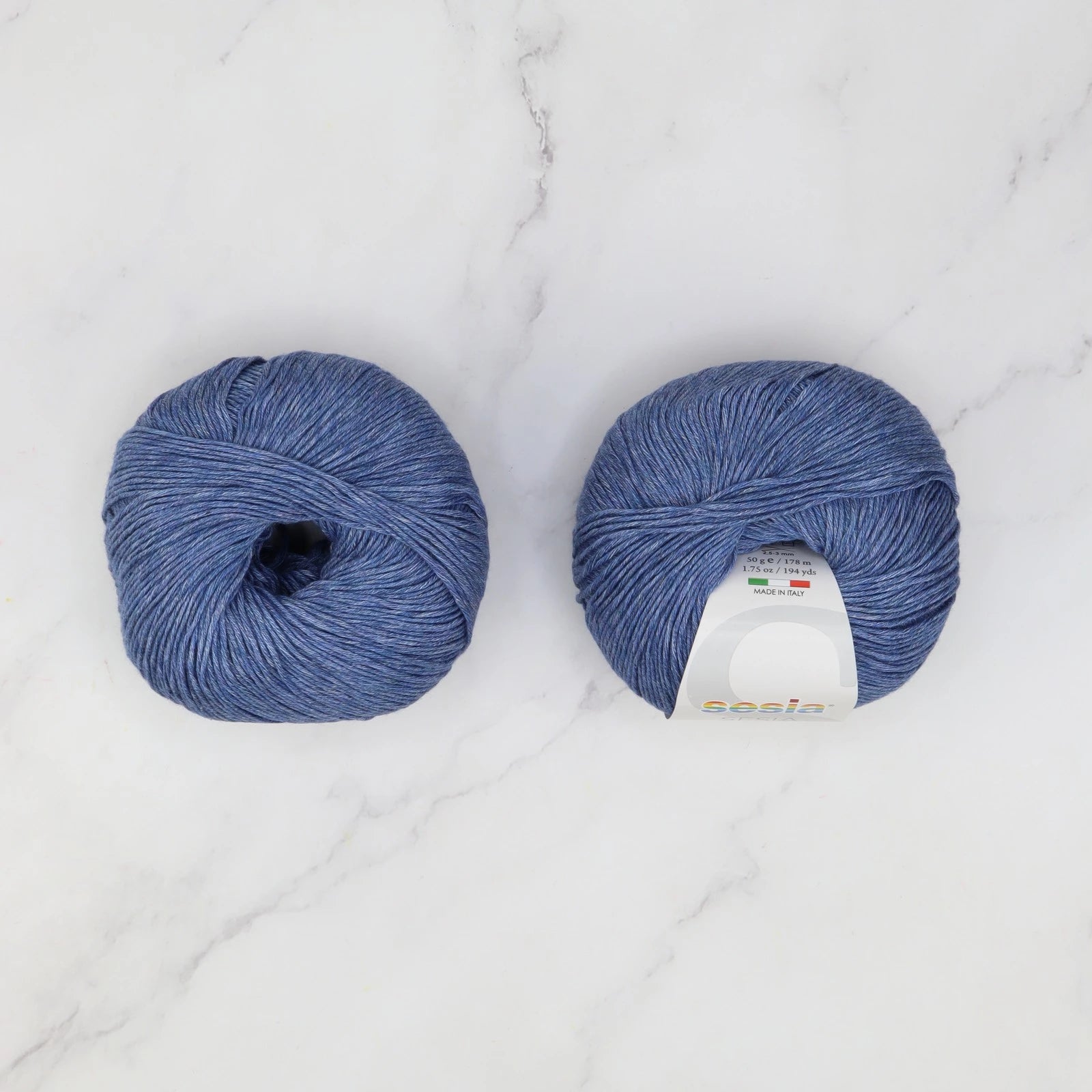 Sesia Jeans in colourway Denim Blue – 4ply weight cotton yarn