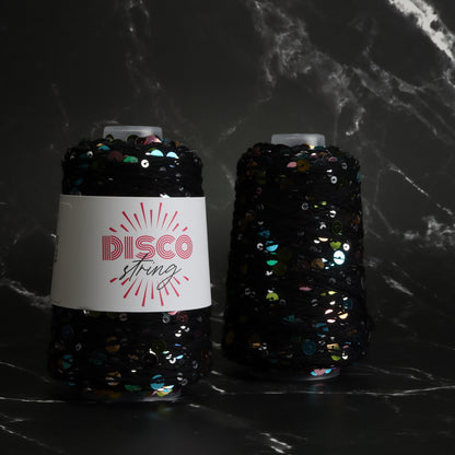 Stitch Lane Yarns Disco String in colourway Black Rainbow – 5ply weight cotton yarn