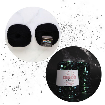 Sparkles Tee Yarn kit, colourway Boogie Nights Black