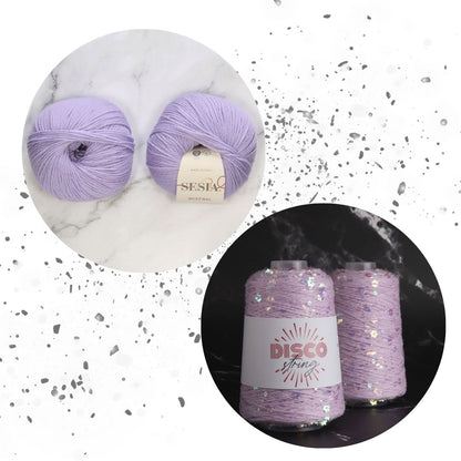 Sparkles Tee Yarn kit, colourway Lavender Shimmer/Mauve
