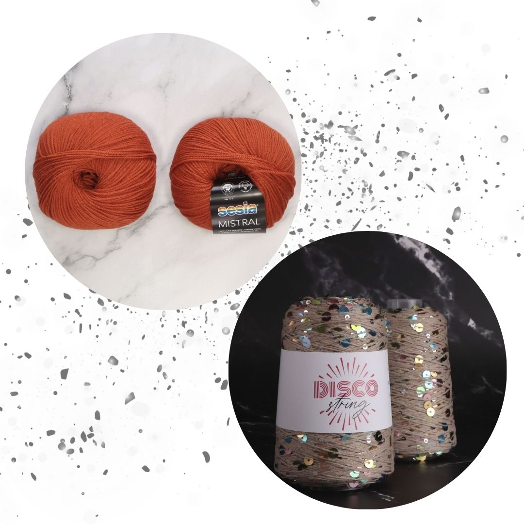 Sparkles Tee Yarn kit, colourway Rainbow Sparkle/Orange