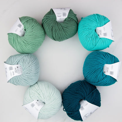 Garter Baby Blanket kit, colourway All the Greens