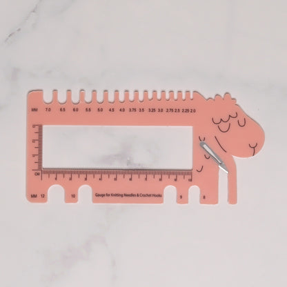 Skein Sisters Sheepy Gauge Ruler Cutter – Pink