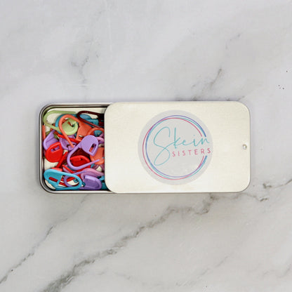 by Skein Sisters Stitch Marker Caddy – tin closed