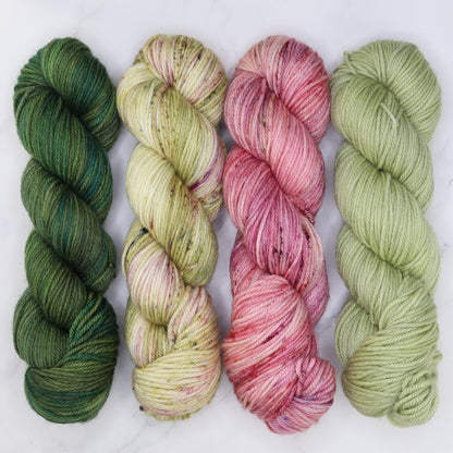 Poet Worsted – Four Colour Set in colourway Medusa – 10ply weight merino, nylon, silk yarn