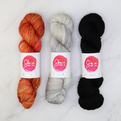 Colour Drift Shawl kit in Fabulous Sock, colourway Campfire