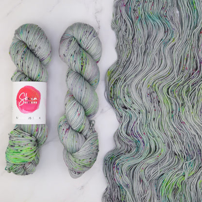 Skein Sisters Fabulous Sock in colourway Aliens Exist – 4ply weight merino, nylon yarn