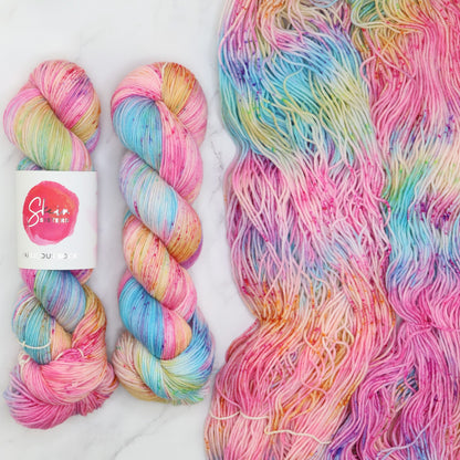 Skein Sisters Fabulous Sock in colourway All Dolled Up – 4ply weight merino, nylon yarn