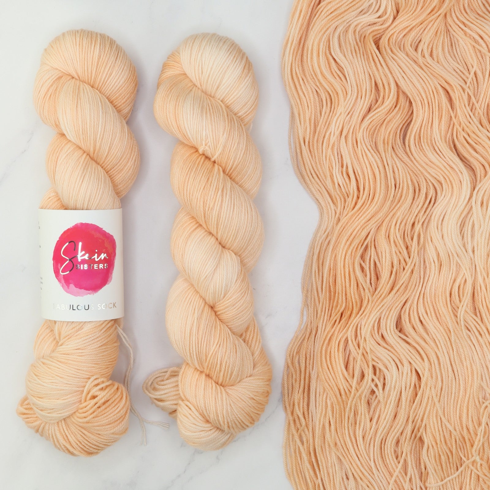 Skein Sisters Fabulous Sock in colourway DePeach Mode – 4ply weight merino, nylon yarn