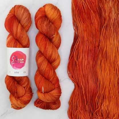 Skein Sisters Fabulous Sock in colourway Disco Inferno – 4ply weight merino, nylon yarn