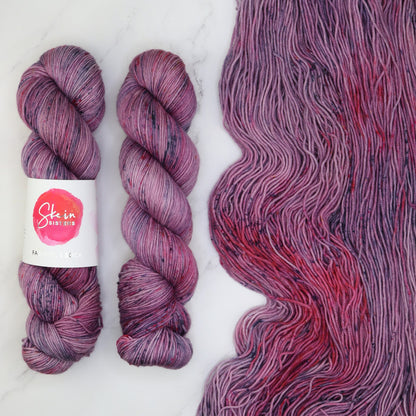 Skein Sisters Fabulous Sock in colourway Future Violets – 4ply weight merino, nylon yarn