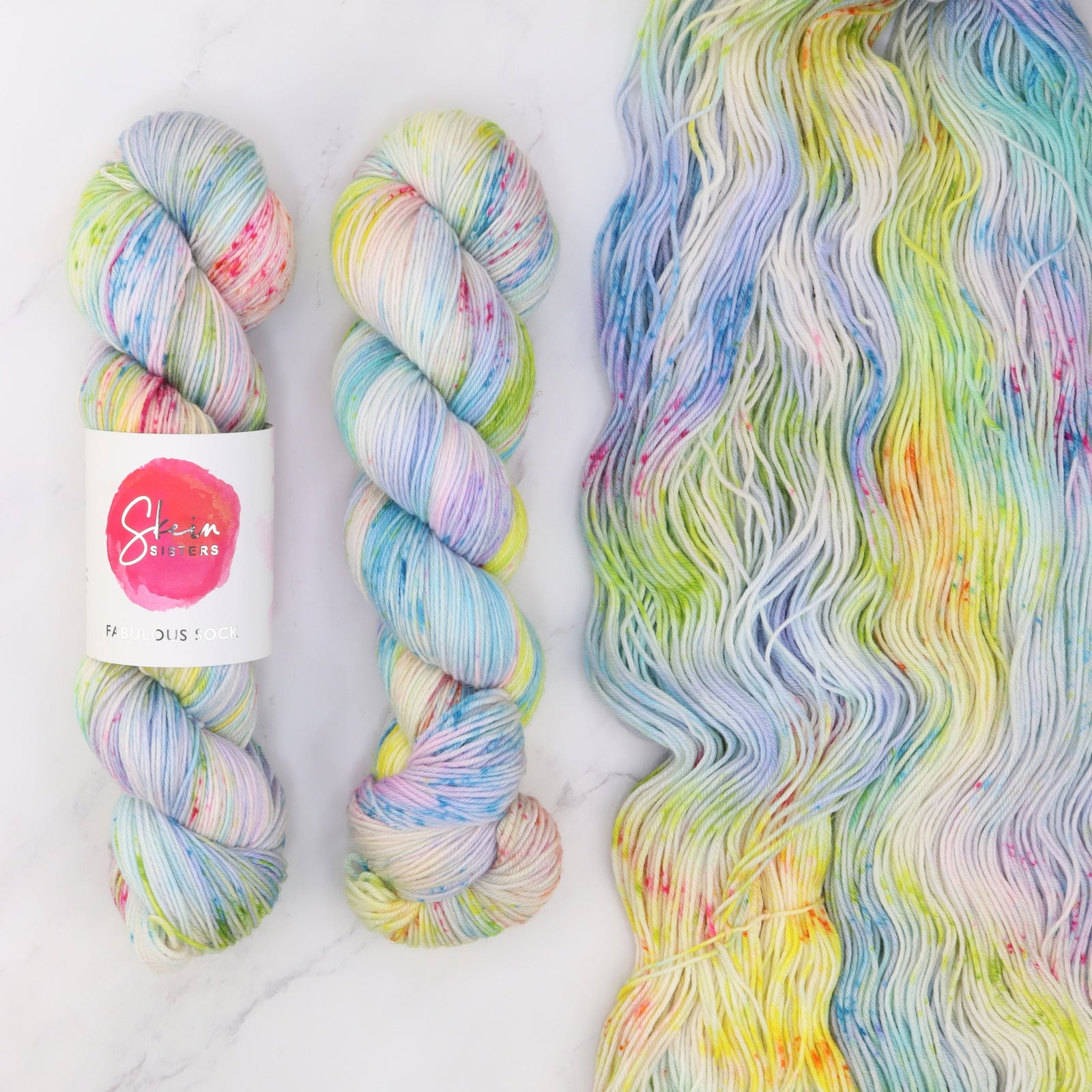 Skein Sisters Fabulous Sock in colourway Let's Go Fly a Kite – 4ply weight merino, nylon yarn