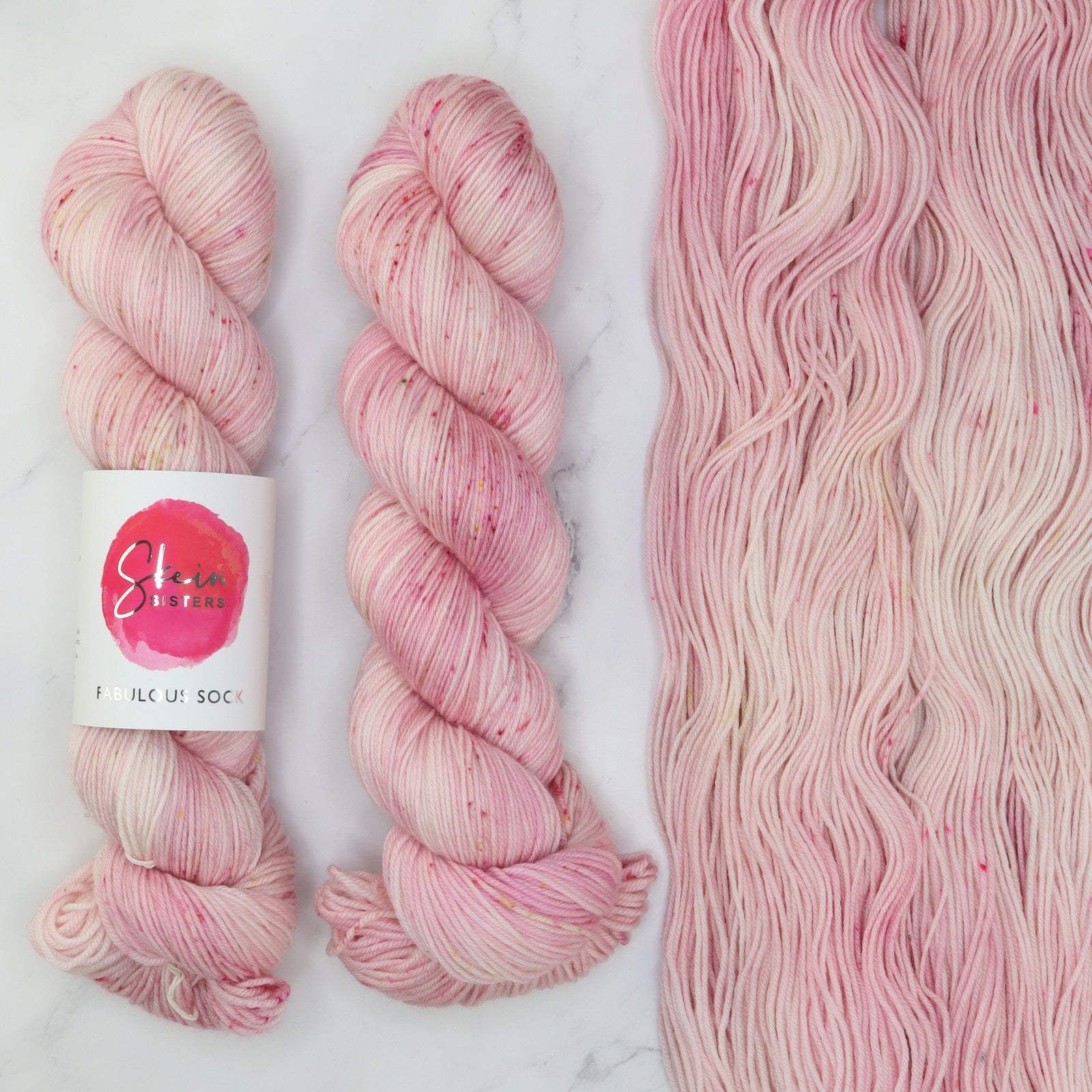 Skein Sisters Fabulous Sock in colourway Raspberry Cream – 4ply weight merino, nylon yarn
