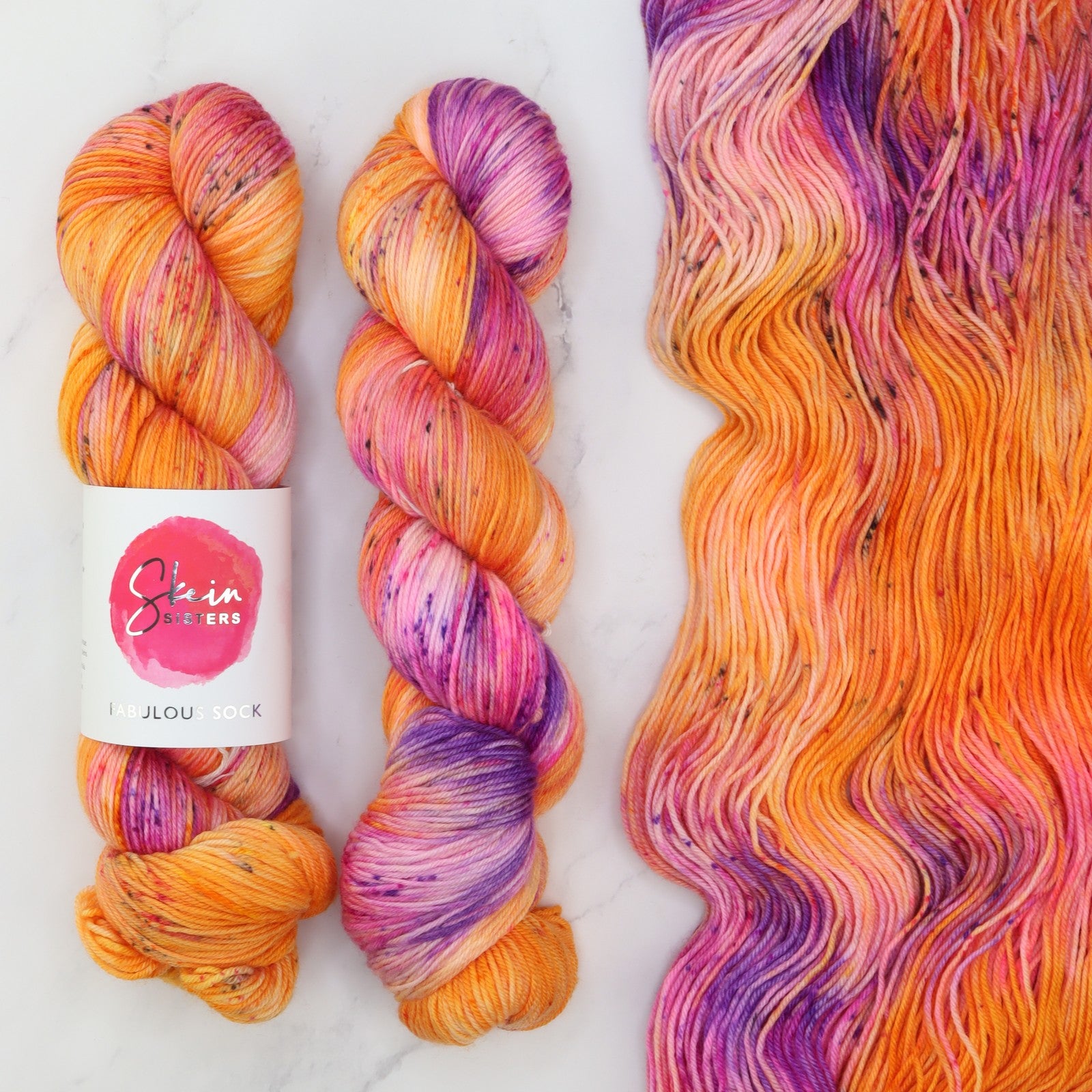 Skein Sisters Fabulous Sock in colourway Tango Train – 4ply weight merino, nylon yarn