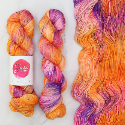 Skein Sisters Fabulous Sock in colourway Tango Train – 4ply weight merino, nylon yarn