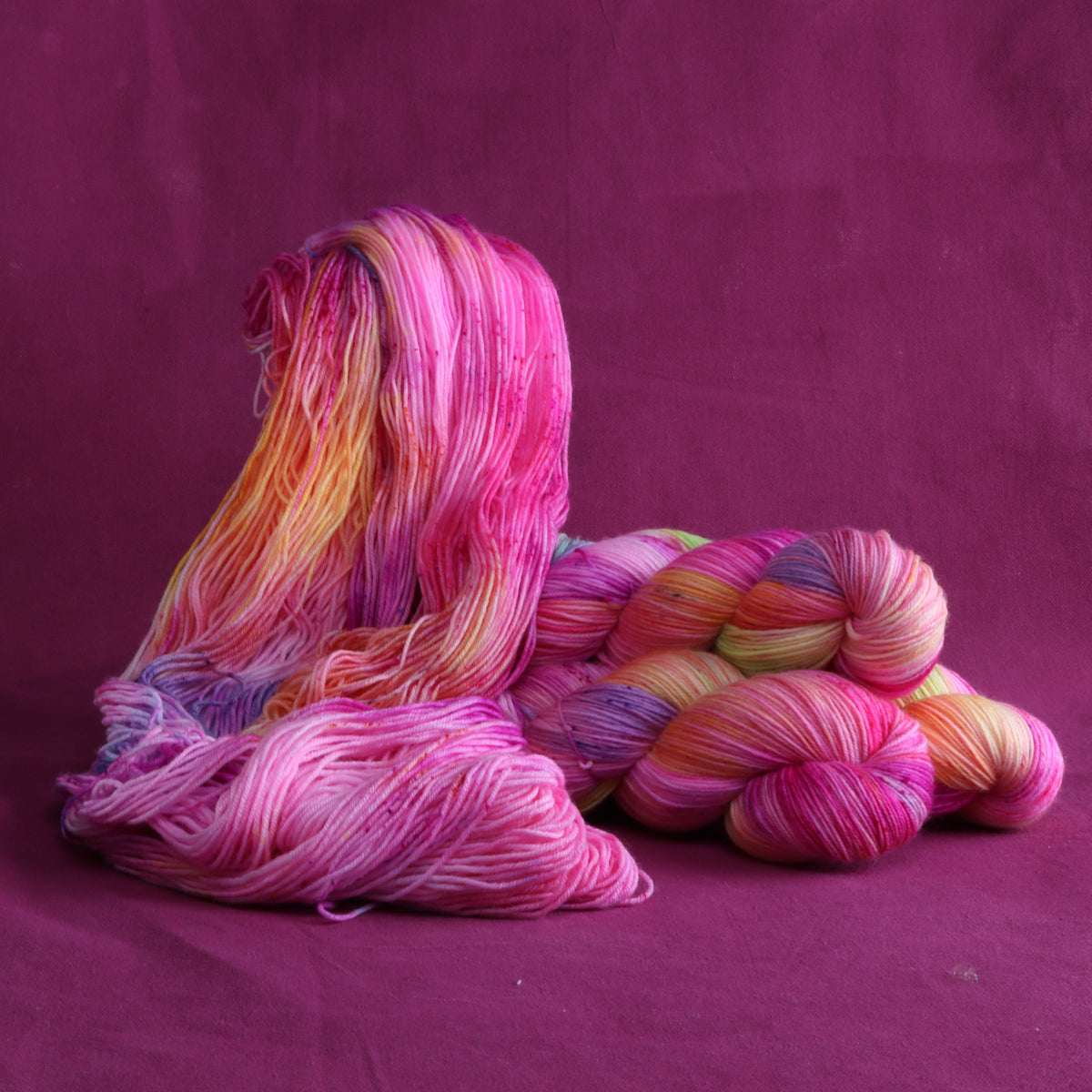 Skein Sisters Fabulous Sock in Unbreakable – a limited edition colourway hand dyed to support the Knit for the Girls 2026 breast cancer fundraising efforts