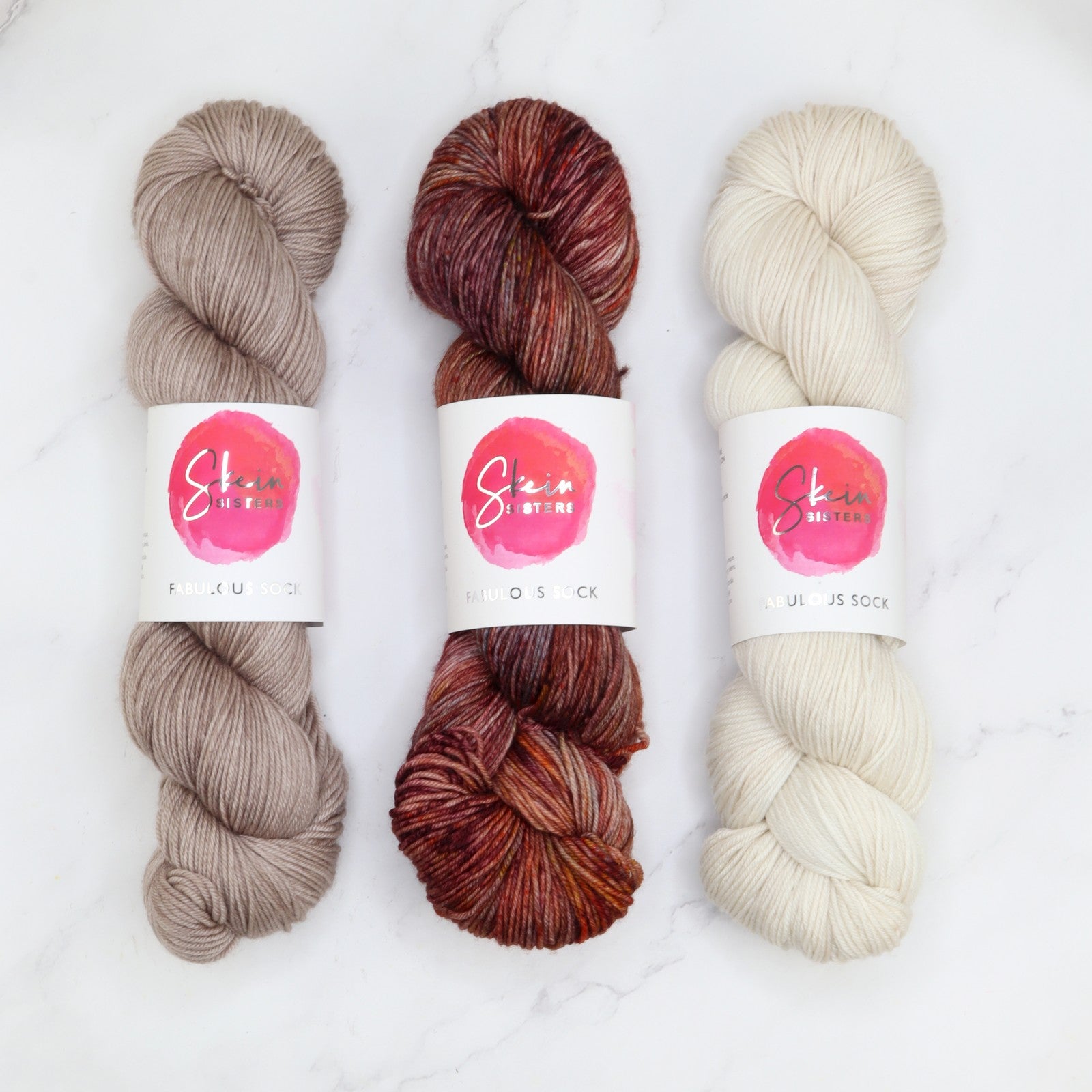 Fabulous Sock Three Colour Sets in colourway Antiquity – 4ply weight merino, nylon yarn