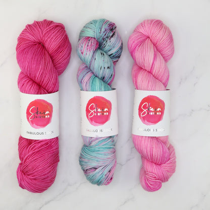 Fabulous Sock Three Colour Sets in colourway Fairytopia – 4ply weight merino, nylon yarn