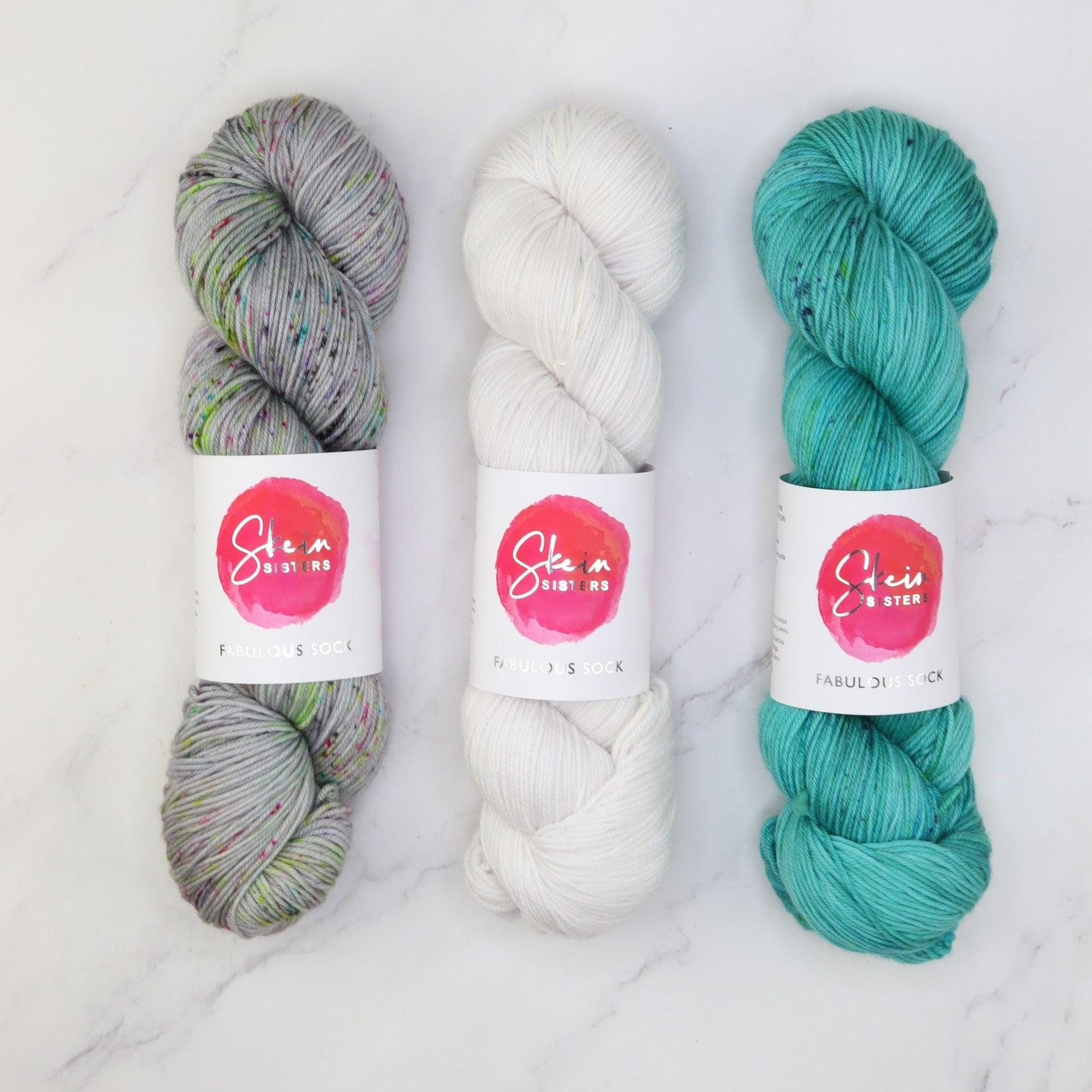 Fabulous Sock Three Colour Sets in colourway Glacier – 4ply weight merino, nylon yarn