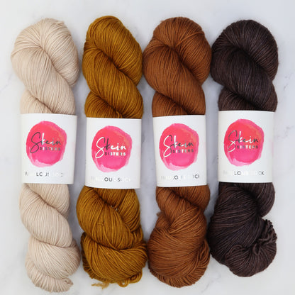 Fabulous Sock Gradient Sets in colourway Liquid Amber – 4ply weight merino, nylon yarn