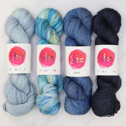 Fabulous Sock Gradient Sets in colourway Mako – 4ply weight merino, nylon yarn