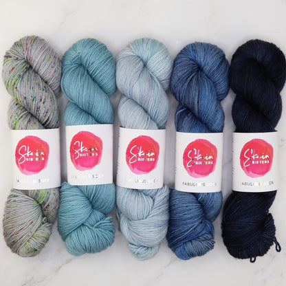Fabulous Sock Gradient Sets in colourway Stormy Sky – 4ply weight merino, nylon yarn