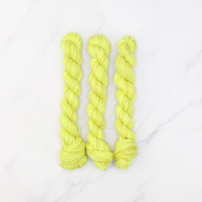 Skein Sisters Fabulous Sock Minis 20g/80m in colourway Acid Yellow – 4ply weight merino, nylon yarn
