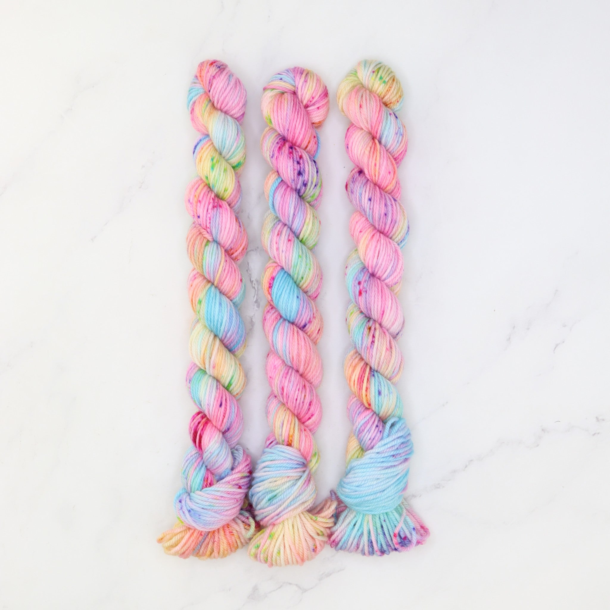 Skein Sisters Fabulous Sock Minis 20g/80m in colourway All Dolled Up – 4ply weight merino, nylon yarn