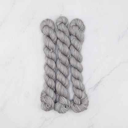 Skein Sisters Fabulous Sock Minis 20g/80m in colourway Aluminium – 4ply weight merino, nylon yarn