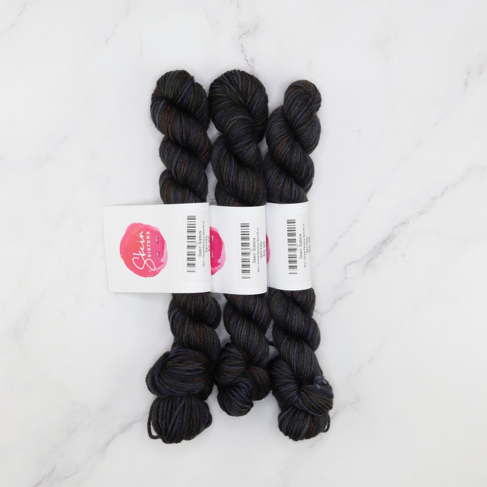 Skein Sisters Fabulous Sock Minis 20g/80m in colourway Asphalt – 4ply weight merino, nylon yarn