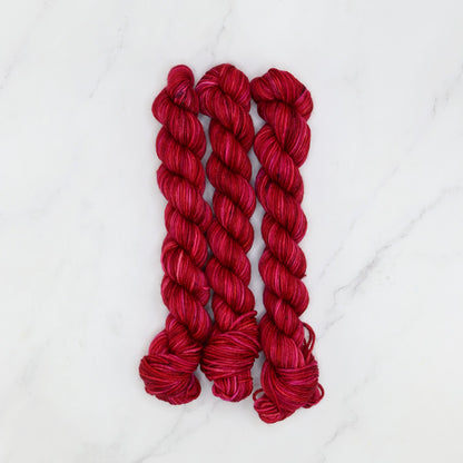Skein Sisters Fabulous Sock Minis 20g/80m in colourway Cherry – 4ply weight merino, nylon yarn