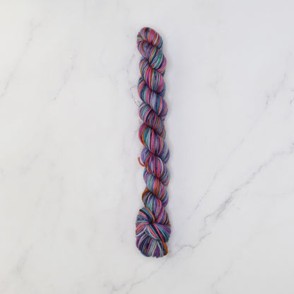 Skein Sisters Fabulous Sock Minis 20g/80m in colourway Circus – 4ply weight merino, nylon yarn