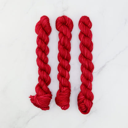Skein Sisters Fabulous Sock Minis 20g/80m in colourway Deep Red – 4ply weight merino, nylon yarn