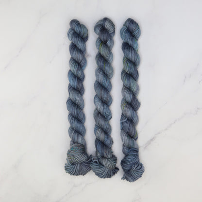 Skein Sisters Fabulous Sock Minis 20g/80m in colourway Double Denim – 4ply weight merino, nylon yarn