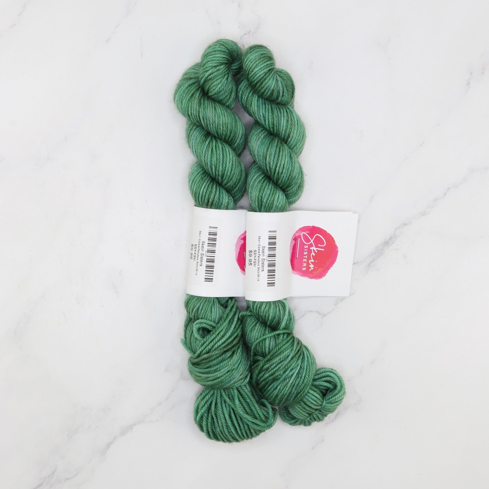 Skein Sisters Fabulous Sock Minis 20g/80m in colourway Emerald – 4ply weight merino, nylon yarn