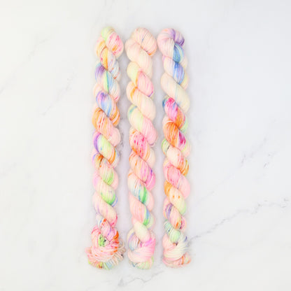 Skein Sisters Fabulous Sock Minis 20g/80m in colourway Fruit Tingle – 4ply weight merino, nylon yarn