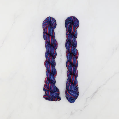 Skein Sisters Fabulous Sock Minis 20g/80m in colourway Galactic – 4ply weight merino, nylon yarn