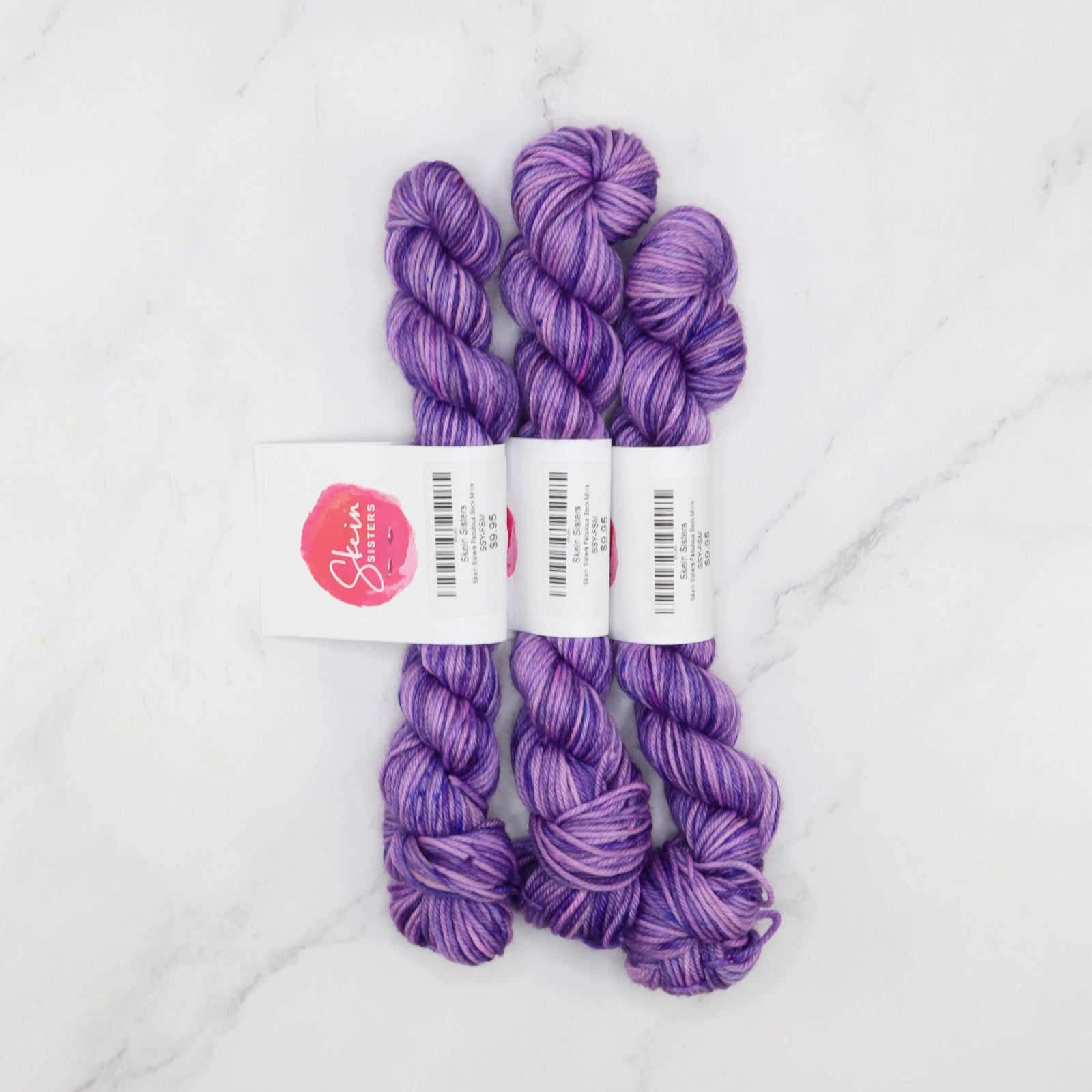 Skein Sisters Fabulous Sock Minis 20g/80m in colourway Grape – 4ply weight merino, nylon yarn