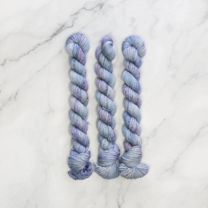 Skein Sisters Fabulous Sock Minis 20g/80m in colourway Jet Pack Blues – 4ply weight merino, nylon yarn