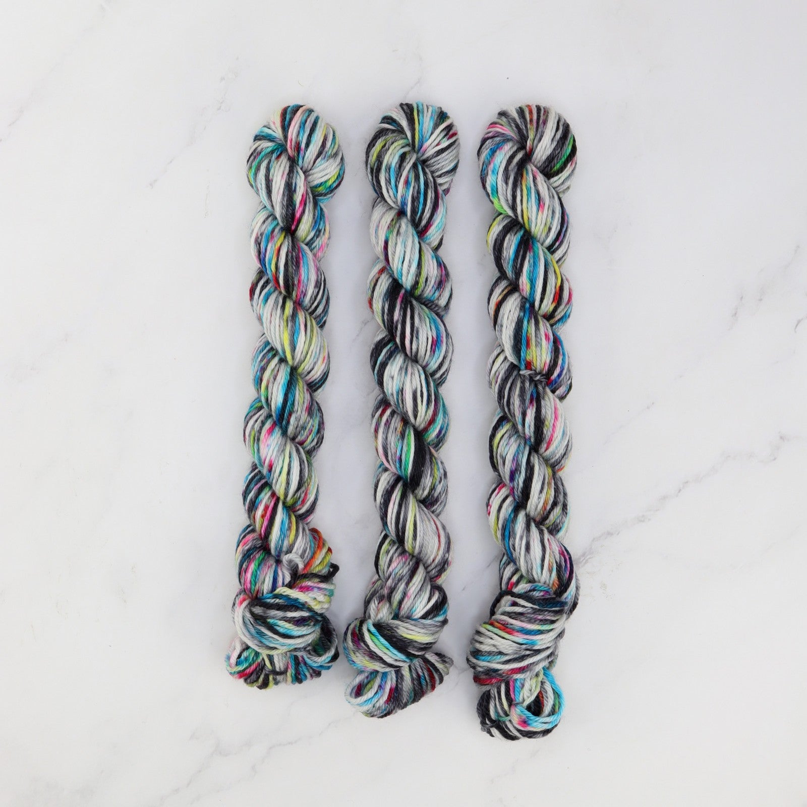 Skein Sisters Fabulous Sock Minis 20g/80m in colourway Licorice Allsorts – 4ply weight merino, nylon yarn